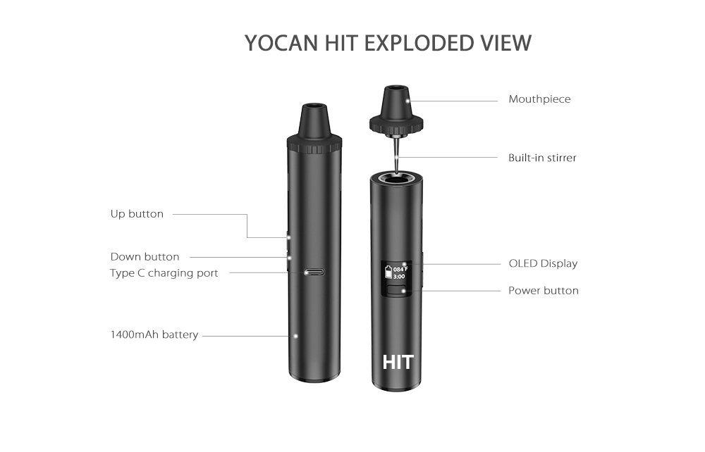 Originele Yocan Hit Droog Krui - Dry Herb Vaping Accessories recensie en prijs